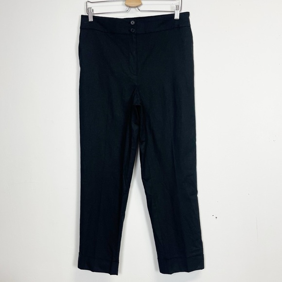 NEW Calvin Klein Pants Womens Size 12 Black Linen Blend Cuff NWOT - Picture 1 of 13